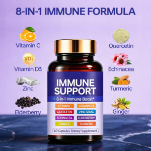 rivate Label Immune Support Capsules 8 In 1 Formula with Elderberry Zinc Vitamin C D3 Quercetin