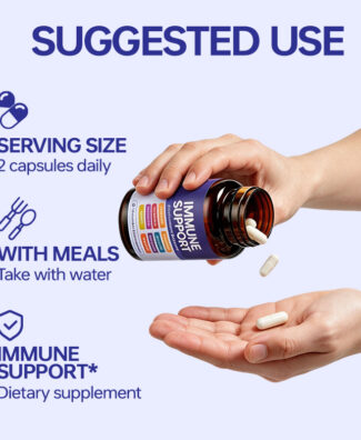 Immune Support-6 Advanced Immune Defense Blend Featuring Elderberry, Echinacea, Ginger, Turmeric, Vitamin C, D3 and Zinc for Year-Round Wellness Support.