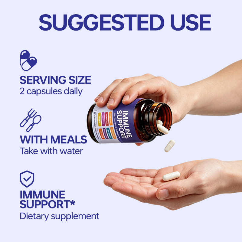 Advanced Immune Defense Blend Featuring Elderberry, Echinacea, Ginger, Turmeric, Vitamin C, D3 and Zinc for Year-Round Wellness Support.
