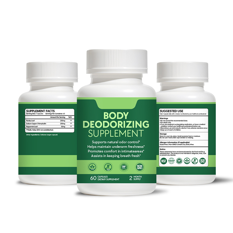 Body Deodorant Supplement Capsules with Chlorophyll, Peppermint and Parsley Extract are designed to support internal freshness, fresh breath, daily wellness and active lifestyle goals.