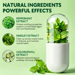 Body Deodorant Supplement Capsules with Chlorophyll, Peppermint and Parsley Extract are designed to support internal freshness, fresh breath, daily wellness and active lifestyle goals.