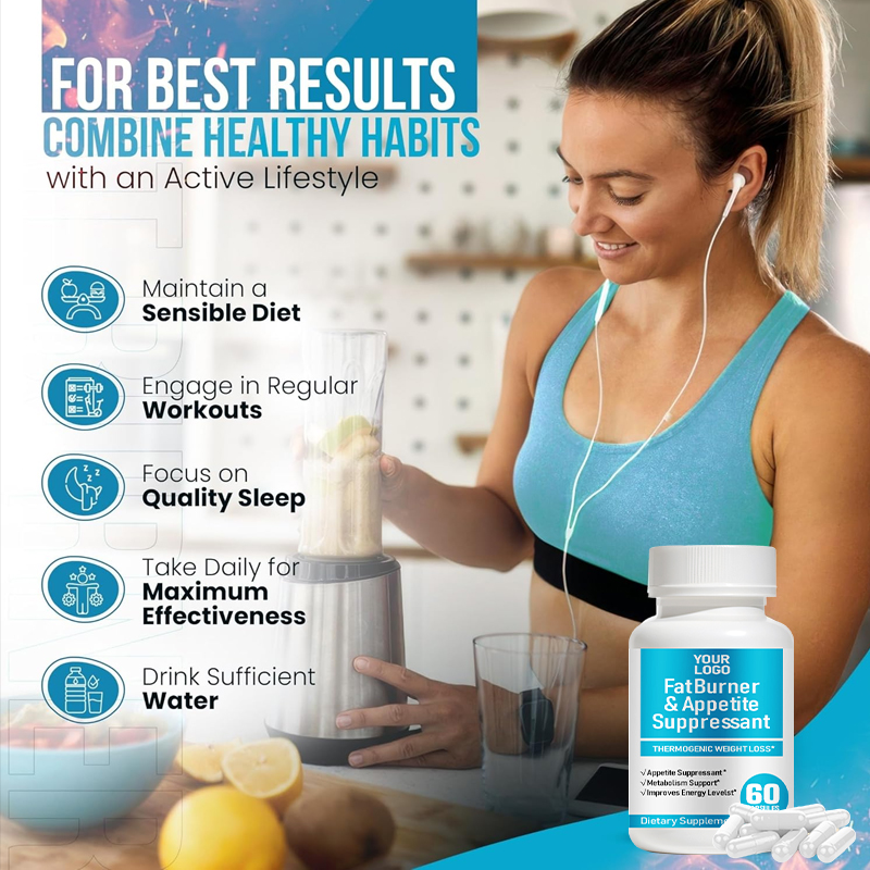 fat burner appetite suppressant capsules with chromium caffeine anhydrous glucomannan konjac root green tea extract theobromine l-theanine supports metabolism energy and cravings control