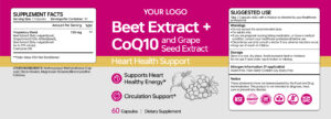 Heart Health Support Beet Root Capsules CoQ10 Supplement Grape Seed Extract Circulation Support