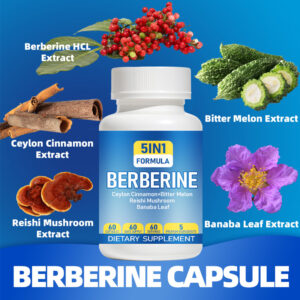 5 In 1 Berberine HCl Capsules combine Ceylon Cinnamon, Bitter Melon, Reishi Mushroom and Banaba Leaf to support metabolic wellness, energy metabolism, daily balance and active lifestyle goals