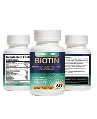 Biotin Capsules 5 Biotin Capsules with Marine Collagen, Keratin and Hyaluronic Acid provide complete beauty support by helping maintain healthy hair, hydrated skin, strong nails and daily beauty wellness from within.