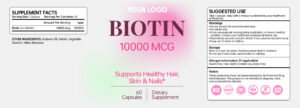 Biotin 10000 MCG Capsules provide high-potency Vitamin B7 to support healthy hair, radiant skin, strong nails and everyday beauty from within.