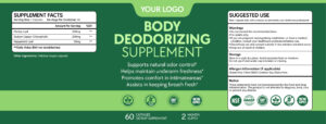 Body Deodorant Supplement Capsules With Chlorophyll Peppermint Parsley Extract Internal Freshness Support Fresh Breath Wellness Formula OEM ODM Private Label Manufacturer