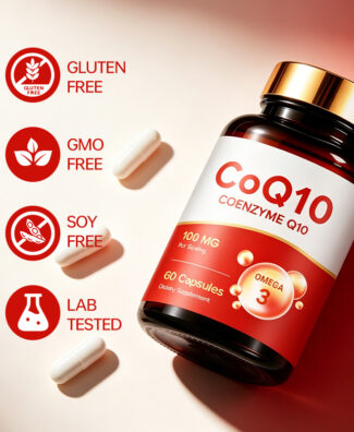 CoQ10 100mg Capsules with Omega 3 provide comprehensive support for heart health, cellular energy production, brain wellness and healthy aging in one convenient daily formula.