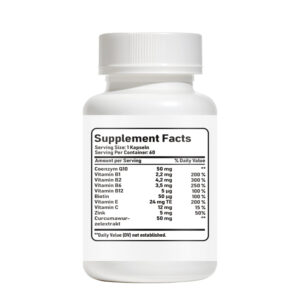 Coenzyme Q10 and Curcuma Capsules with B Vitamins, Vitamin C, Vitamin E and Zinc support cellular energy production, antioxidant protection, immune wellness and daily vitality.