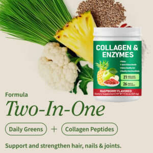 Collagen Enzymes Powder With Amino Acids Probiotics Fruits Vegetables Digestive Wellness Gut Microbiome Support Hair Skin Nails Joint Wellness Formula OEM ODM Private Label Manufacturer