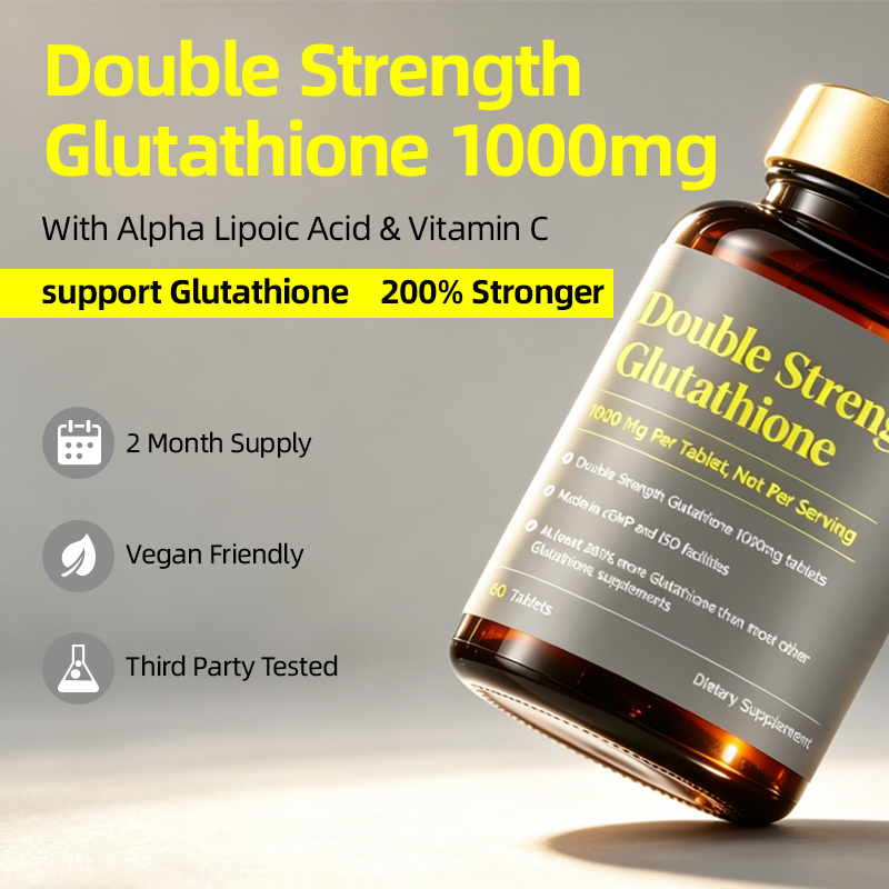 Double Strength Glutathione 1000mg Tablets provide powerful antioxidant protection while supporting cellular wellness, healthy skin appearance and beauty from within.