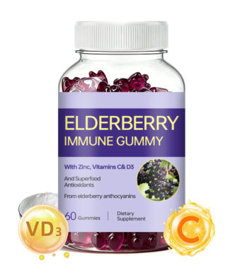 Elderberry Gummies-2 Elderberry Immune Gummies With Zinc Vitamin C Vitamin D3 Immune Health Support Seasonal Wellness Antioxidant Daily Defense Formula OEM ODM Private Label Manufacturer