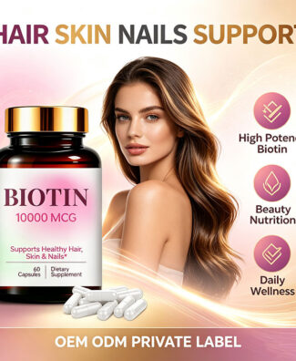未标题-2 Biotin 10000 MCG Capsules provide high-potency Vitamin B7 to support healthy hair, radiant skin, strong nails and everyday beauty from within.