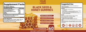 Black Seed Oil And Honey Gummies Immune Wellness Support Antioxidant Formula Daily Vitality Supplement Herbal Gummies OEM ODM Private Label Manufacturer