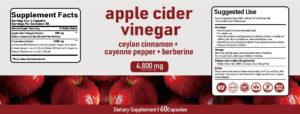apple cider vinegar capsules with ceylon cinnamon cayenne pepper and berberine supports metabolic wellness and digestive comfort daily herbal supplement