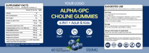 6-In-1 Alpha GPC Choline Gummies help support brain health, cognitive wellness, learning ability, mental focus and everyday nutritional support for adults and kids.