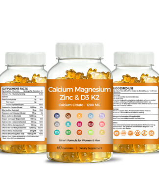 Calcium Magnesium Zinc Vitamin D3 K2 Gummies provide comprehensive nutritional support for bone health, calcium absorption, immune function, muscle performance and everyday wellness.