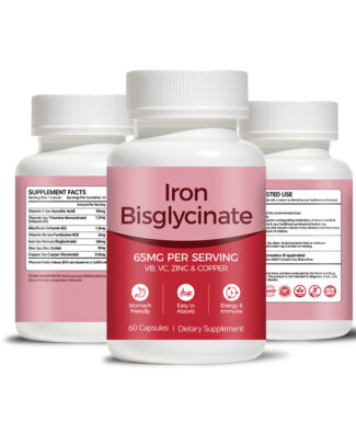 Iron Bisglycinate Capsules 65mg With Vitamin C Zinc Copper B Complex