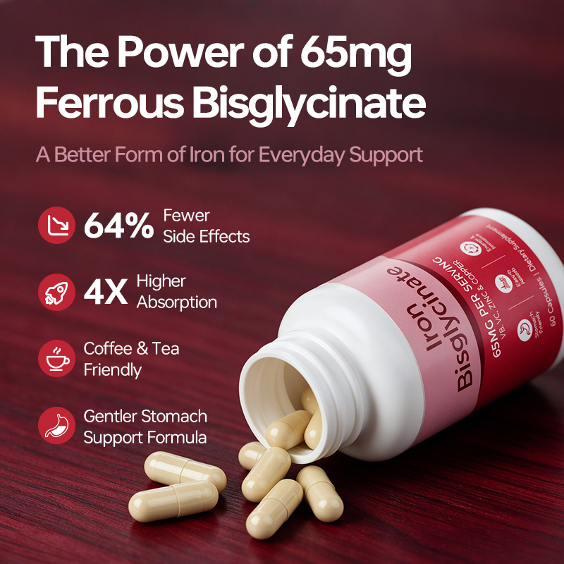 Iron Bisglycinate Capsules 65mg With Vitamin C Zinc Copper B Complex - Image 4