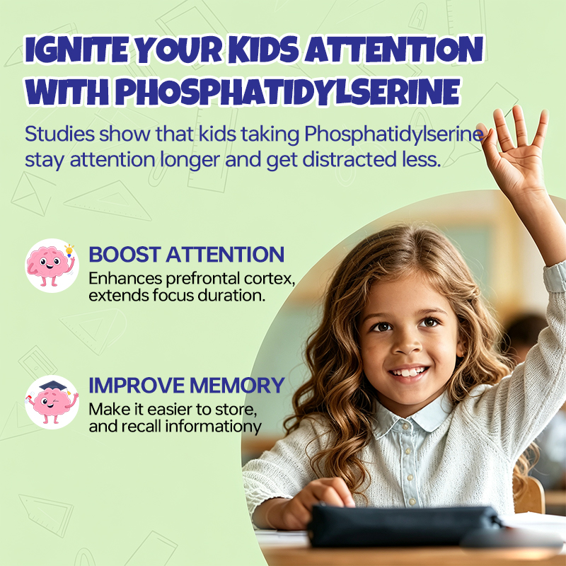 Kids Daily Energy Gummies with Algae Omega 3, B Vitamins, Phosphatidylserine, L-Theanine and L-Tyrosine help support brain health, focus, learning ability and everyday nutritional wellness.