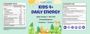 Kids Daily Energy Gummies with Algae Omega 3, B Vitamins, Phosphatidylserine, L-Theanine and L-Tyrosine help support brain health, focus, learning ability and everyday nutritional wellness.