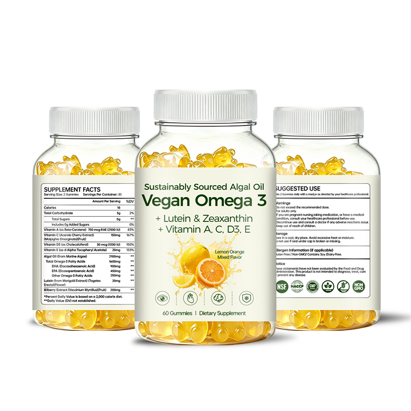 Vegan Omega 3 Gummies With Lutein Zeaxanthin Vitamins A C D3 E