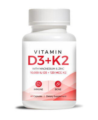 Vitamin D3 K2 Capsules with Magnesium and Zinc provide comprehensive nutritional support for bone health, immune function, calcium metabolism, muscle function and daily wellness.