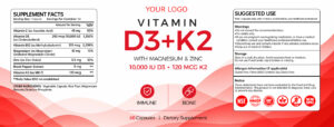 Vitamin D3 K2 Capsules with Magnesium and Zinc provide comprehensive nutritional support for bone health, immune function, calcium metabolism, muscle function and daily wellness.