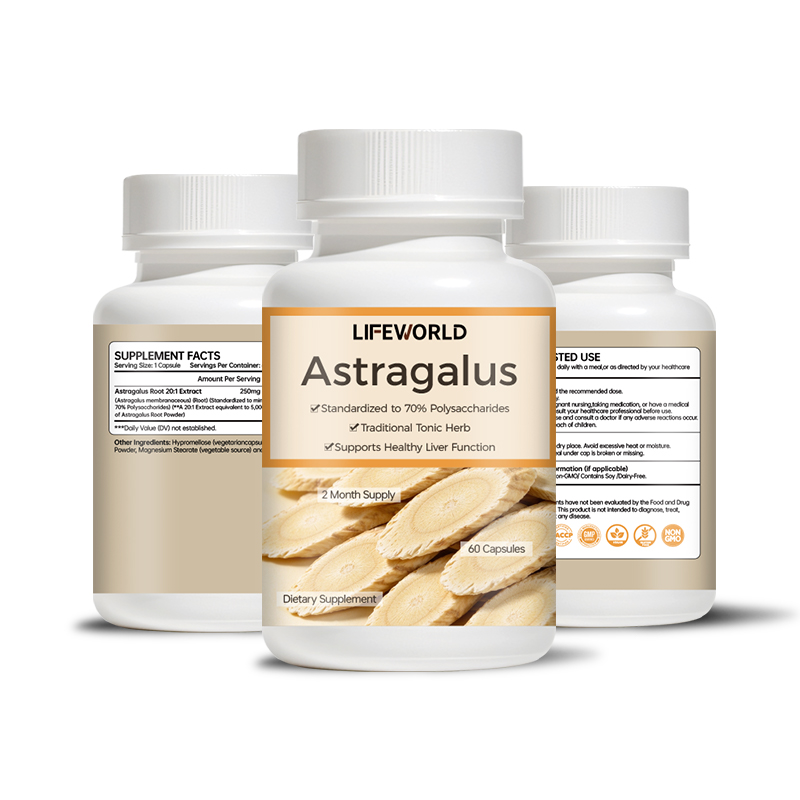 Astragalus Root Capsules are a botanical supplement featuring astragalus root in a convenient capsule format. Designed for supplement brands seeking plant-based ingredients for their product portfolios, this product offers a straightforward herbal supplement concept for daily wellness ranges. We support B2B buyers with private label and OEM/ODM project discussions, including product specification review, packaging customization, and label design support. Ingredient form, serving size, capsule count, and packaging options can be confirmed according to your project requirements. Contact our team to discuss your target market, preferred specifications, sample requirements, and private label options.