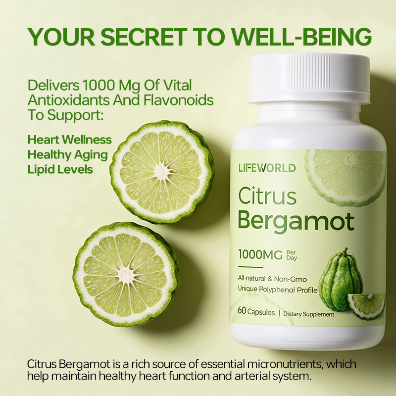 **Citrus Bergamot Extract Capsules 1200mg** Our Citrus Bergamot Extract Capsules are designed for supplement brands, distributors, wholesalers, and private label businesses seeking botanical-based nutritional products. This capsule formula features citrus bergamot extract in a convenient daily supplement format. We offer OEM and ODM services to support customized product development, including formula review, capsule specifications, bottle and label design, and packaging options. Quality documentation and available testing information can be discussed according to the product specification and target market requirements. **Product Highlights** - Citrus bergamot botanical extract formula - Convenient capsule dosage form - Custom branding and private label options - Flexible packaging and label customization - OEM and ODM support for B2B customers Contact our team to discuss ingredient specifications, serving size, packaging requirements, and a tailored quotation for your market.