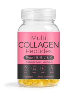 Multi Collagen Peptides Softgels Type I II III V X With Hyaluronic Acid Vitamin C