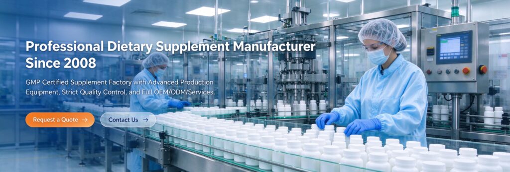 Capsules compression machine on an automated supplement production line